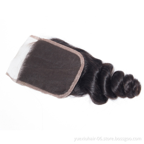 150% Density Cuticle Aligned Closure Frontal Human Hair 4x4 Loose Wave Closure Hair Factory Price Virgin Hair